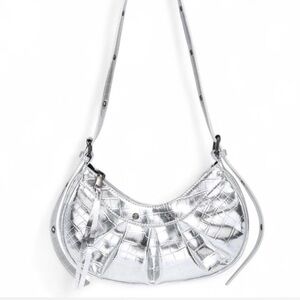 Silver Metallic Croc Y2K Shoulder Bag